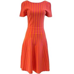Carolina Herrera, Fit and Flare Coral and Orange Dress, Size XS
